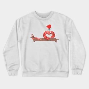 Dachshunds long love // neon red hearts scarves sweaters and other Valentine's Day details brown funny weiner dog puppy Crewneck Sweatshirt